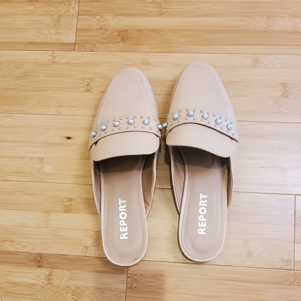 REPORT Nude mule with pearl detail 7.5